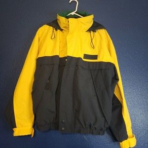 EDDIE BAUER Green/Blue/Yellow Nylon WINDBREAKER JACKET Rain Coat Sz Men's Large